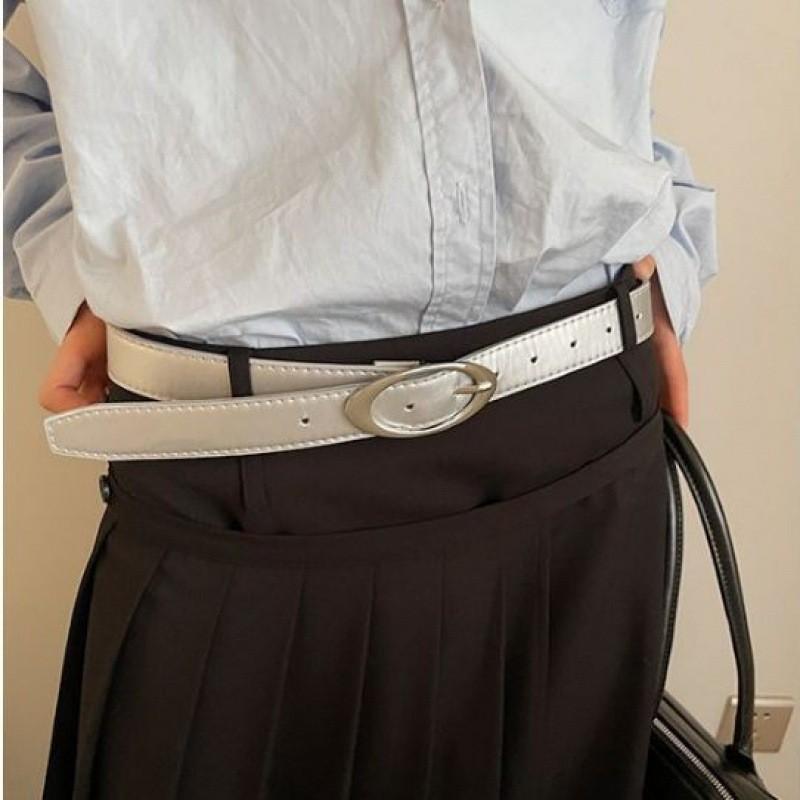 Black Pu Versatile Belt With Timeless Moon Design For Fashionable Looks Denim