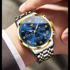 OLEVS Luxury Quartz Watch For Men Roman Scale Moon Phase Chronograph Man Watches Waterproof Luminous Calendar Wrist Watch