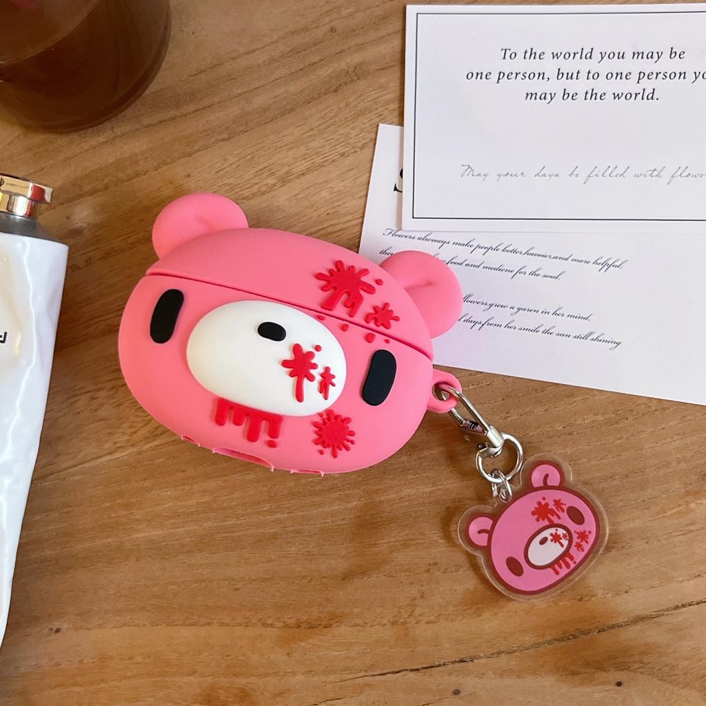 Cartoon Blood Powder Bear for AirPods Pro1 Generation Protective Case 1 Generation Pro1 Generation Apple Bluetooth Headset Case