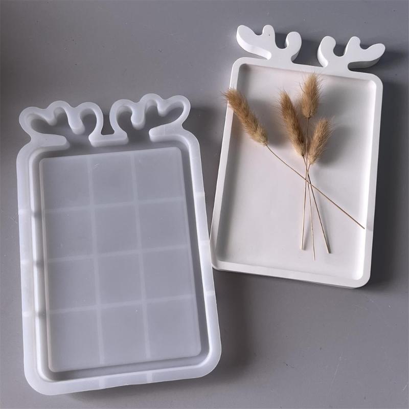 Christmas Tray Silicone Resin Mold Jewelry Plate Mold Epoxy Molds for Concrete Dish Storage Art Crafts Home Decorations