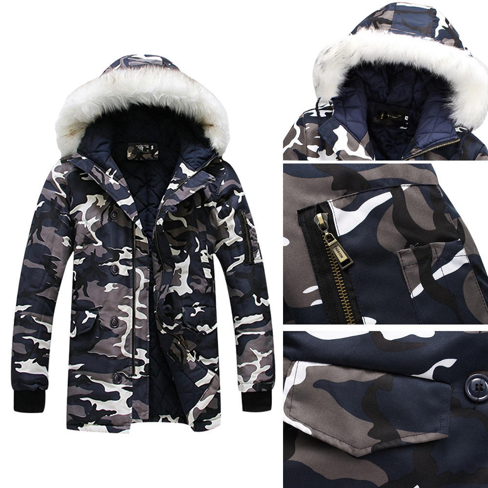 mens camo coat with fur