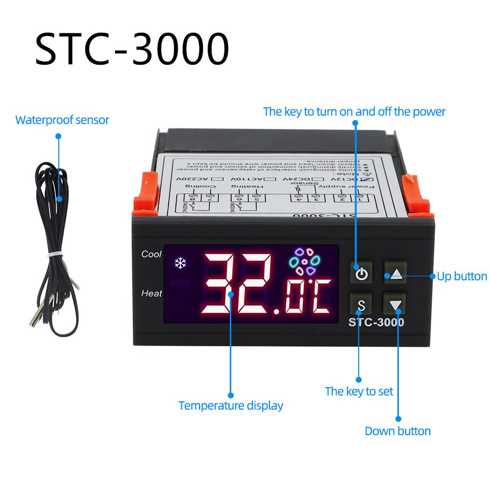 STC-1000 STC-3000 3008 3028 Digital Temperature Controller STC-8080A+ STC-9100 Thermoregulator 220V Heating Cooling Thermostat