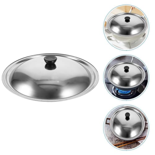 HOLIDYOYO All-Purpose Pot/Frying Pan Lid, 32cm Wok Lid, Stainless Steel/Iron Pot Lid, Skillet Lid/Frying Pan Replacement, Cooking Knob Included, Cookw