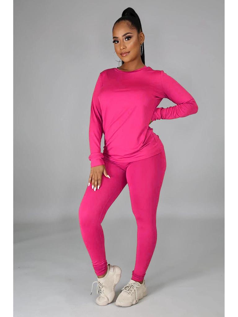 European Autumn/Winter Solid Color Hoodie and Long Pants Sportswear Set
