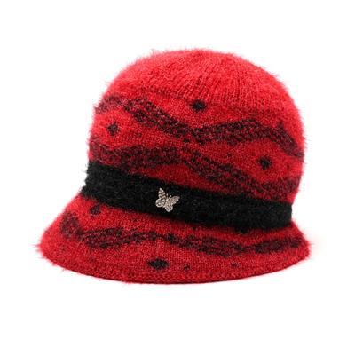 Knitted Hat Winter Women's Plush Warm Wool Hat Big Brim Old Lady Ear Protectors