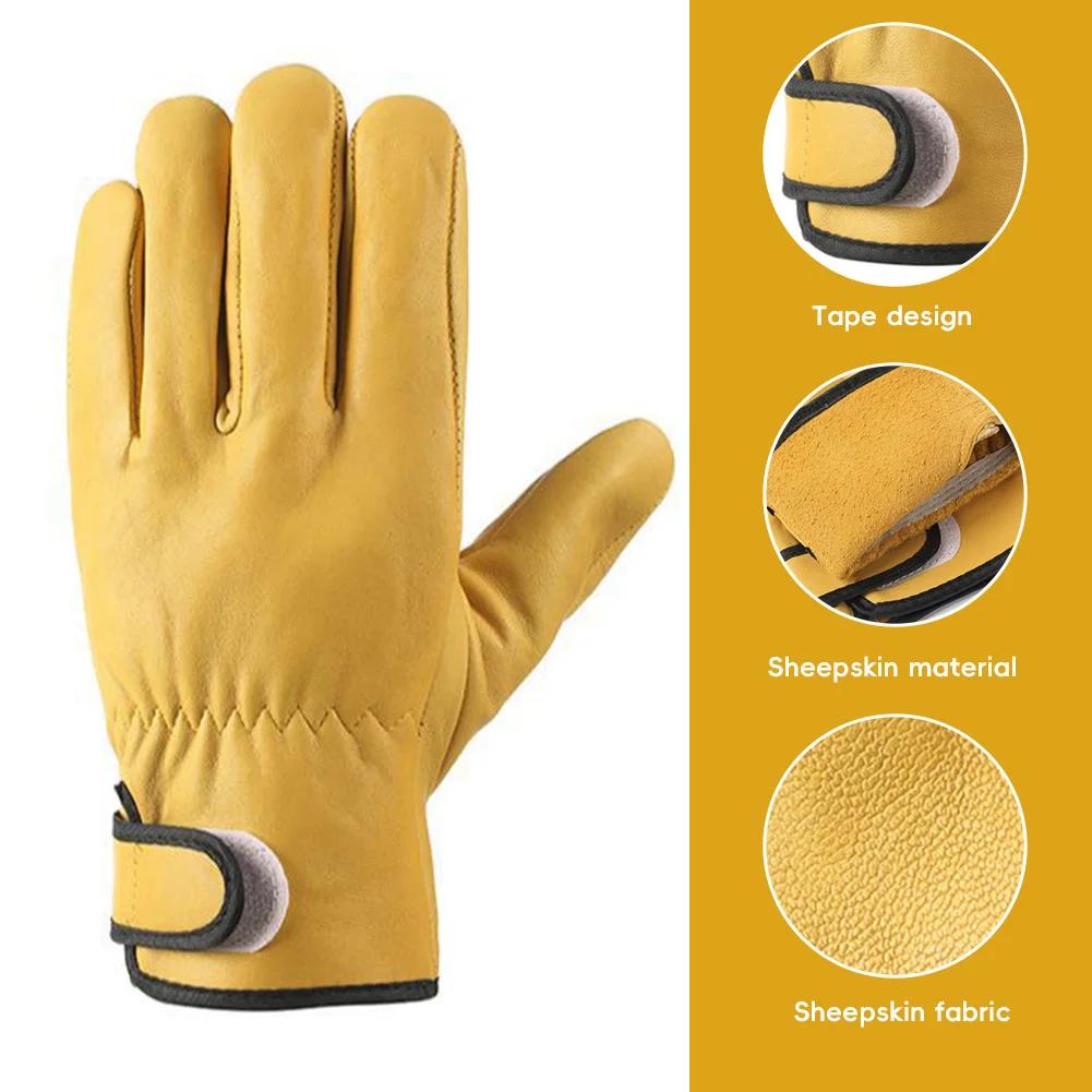 Work Gloves Sheepskin Leather Workers Work Welding Safety Protection Garden Sports Motorcycle Driver Wear-resistant Gloves
