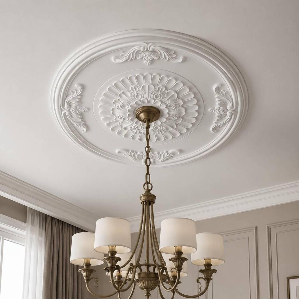 Ceiling Light Base Decorative Medallion PU Material Luxury Interior Decoration
