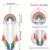 Böhmischer Regenbogen Wandbehang mit handgemachter Spitze, bunten Quasten mit Schleifen und Pompons Böhmische Heimdekoration