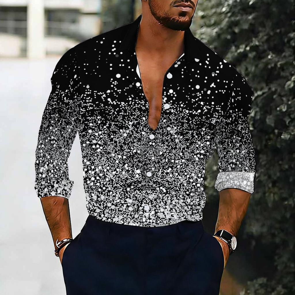 Chemise Homme à Col Jaune Imprimé Cachemire Diamant Floral Multicolore Manches Longues Boutonnée