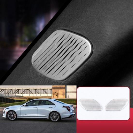 Silver Steel A Pillar Speaker Audio Cover Trim For Cadillac CT4 CT4-V 2020-2024