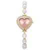 Heart-Shaped Dial Pearl Bracelet Watch Leather Strap Rhinestone Ladies Quartz Watch Elastic Band Simple Classic Wristwatches