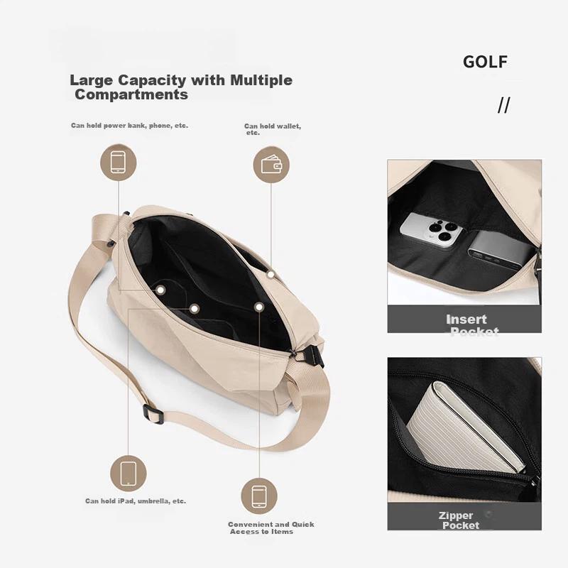 GOLF Shoulder Bag, Casual Crossbody Bag, Water-Resistant Sport Bag