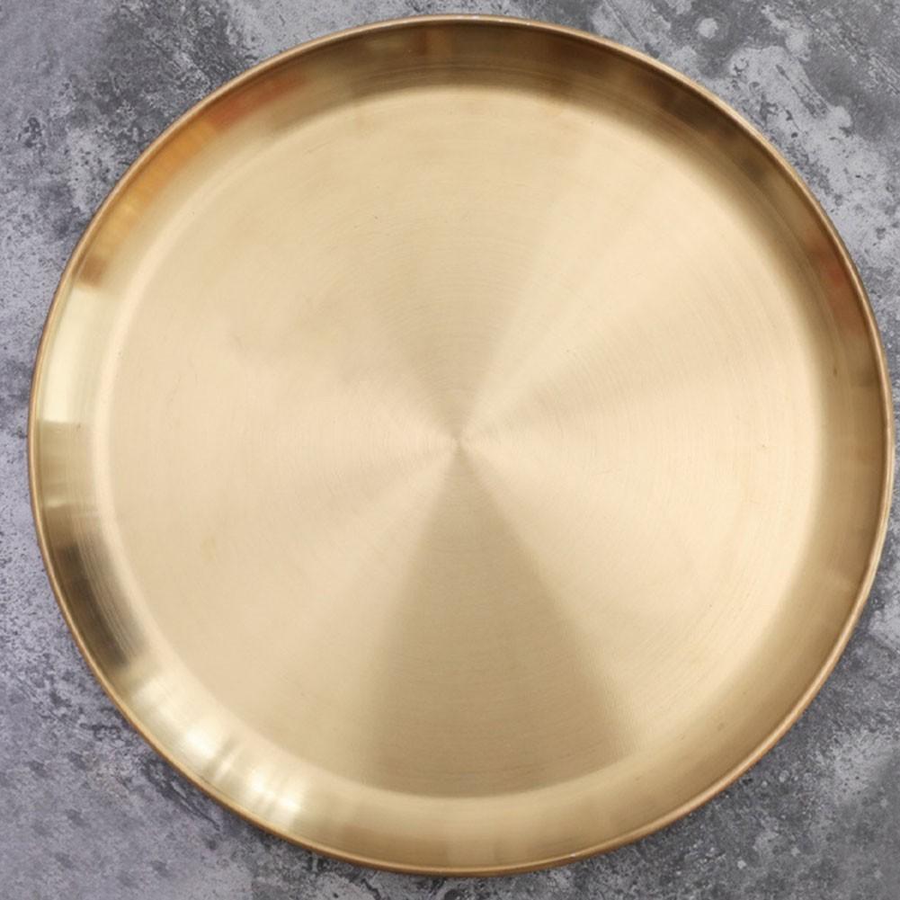 Gold Storage Tray Round Metal Tray Space-saving Solution