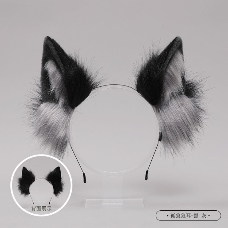 Cat Ear Headband Wolf Tail Set - Plush Animal Ear Hair accessory Kit with Fox Ears, Cosplay Furry Costume Props