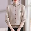 Hengyuanxiang Women's Long-Sleeved Embroidered Stand Collar Knit Pullover