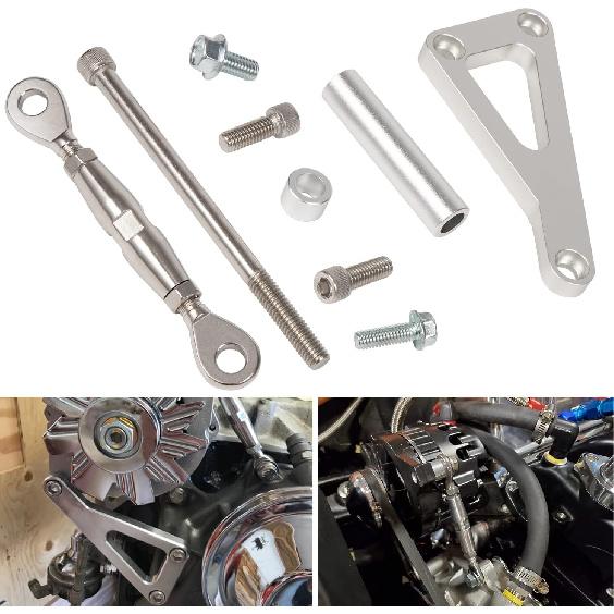 Billet Alternator Bracket Adjustable Kit For Chevy SBC 305 327 350 383 5.0L 5.7L V8 Eight Cylinder Long Water Pump Polished Aluminum For Chevy Small