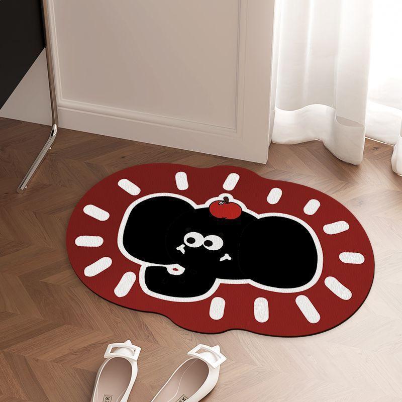 Cartoon Happy Small Elephant Diatom Mud Carpet Porch Mat Home Bathroom Quick Drying Water Absorption and Dirty Door Non-slip Mat