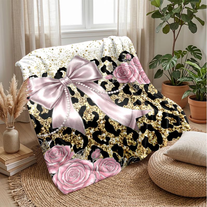 Glamorous Leopard Diamonds 1 Theme blanket Lightweight Warm Flannel Blanket Decorative Throw Blanket for Home Decoration