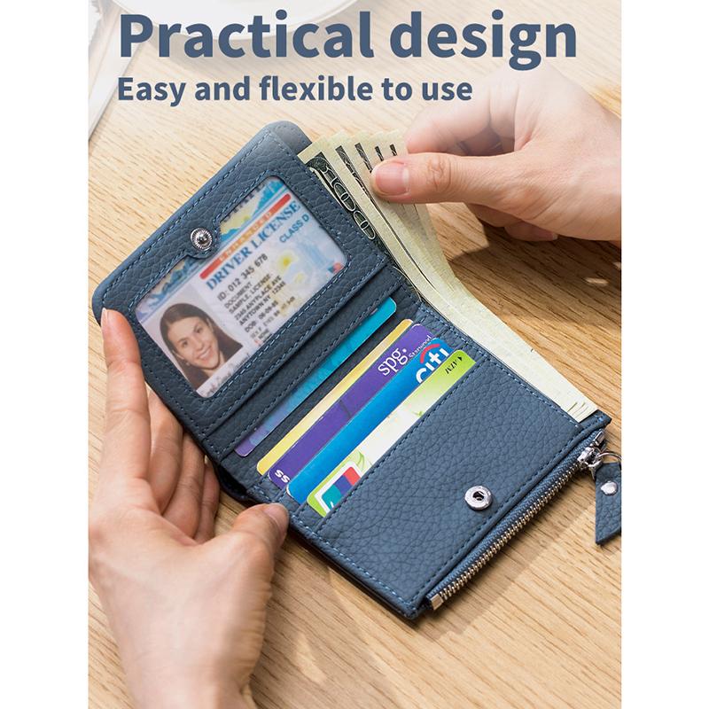 Japanese Style Genuine Leather Slim RFID Wallet for Women - Compact Zippered Coin Purse & Card Holder with Large Capacity (New Design)