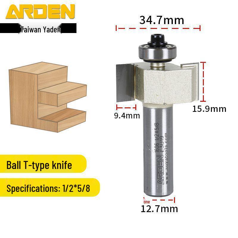 Taiwan Yaden T-Type Ball Bearing Edge Trimmer & Slotting Cutter for Woodworking