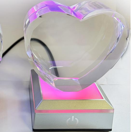 Custom Modern Heart-shaped Crystal for Photo Frame Engraved Glass Solid K9 Crystal Home Decor Gift Box