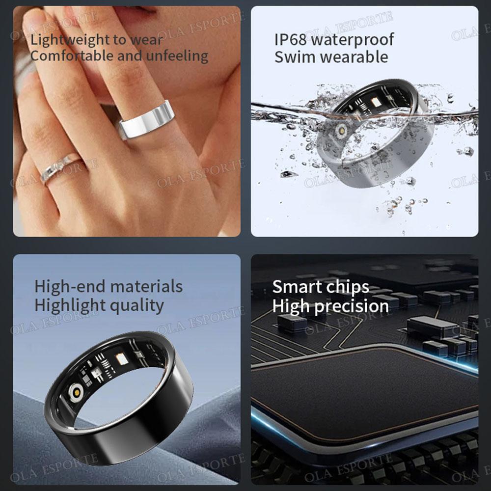 Smart Ring For Men Women IP68 Waterproof Sports Tracking Step Count Rings Heart Rate Blood Oxygen Sleep Health Monitor Smartring