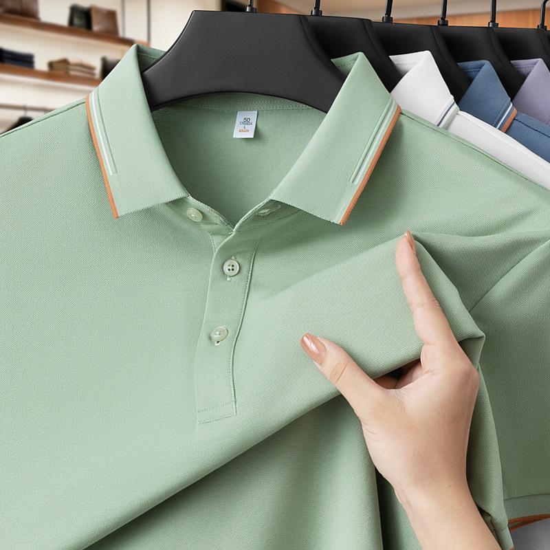 

Men s Summer Casual Silk Polo Shirt - Short Sleeve, Lapel Design 3XL