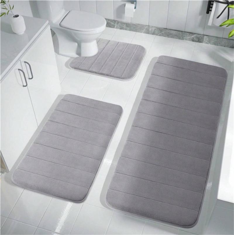 Three Piece Toilet, Bath Floor Mat, Shower Mat, Bath Absorbent Mat, Non Slip Carpet, Soft and Comfortable, Laundry Room.