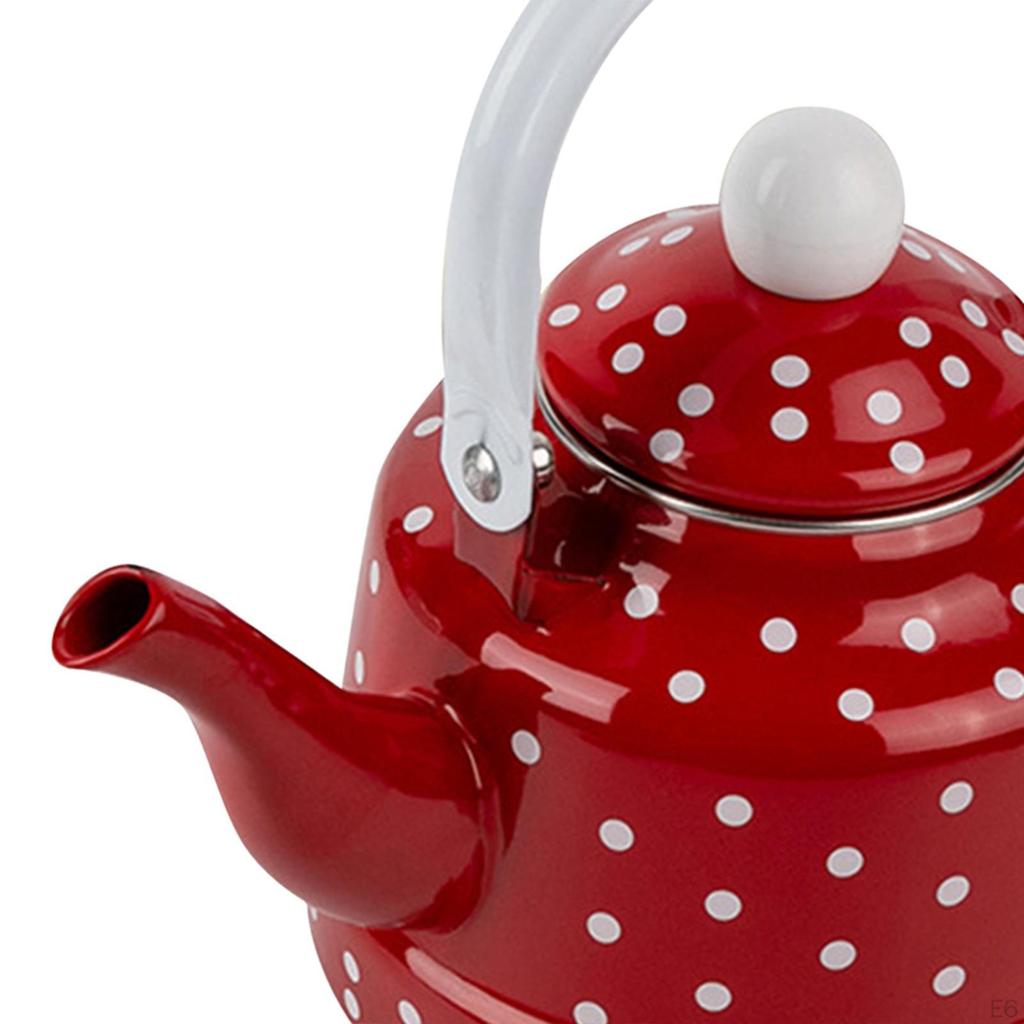 Elegant Enamel Teapot for Electric Stovetop 1100ml Water Kettle Halogen Range