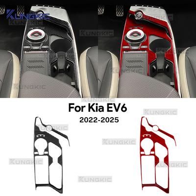 Valódi puha szénszálas matrica Kia EV6 GT EV 2022 2023 2024 2025 LHD RHD autókhoz Váltókar panel Belső díszítőelemek