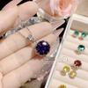 Vintage Fireworks Cut High Carbon Diamond European and American Fashion Luxury Fancy Lotus Ring Necklace and Earring Suit Female