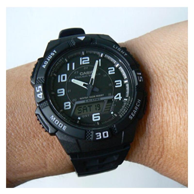 Casio Серия STANDARD Водонепроницаемые и ударопрочные Спортивные часы на солнечной батарее Солнечный кварцевый механизм Ремешок из смолы Японские и корейские часы AQ-S800W-1B