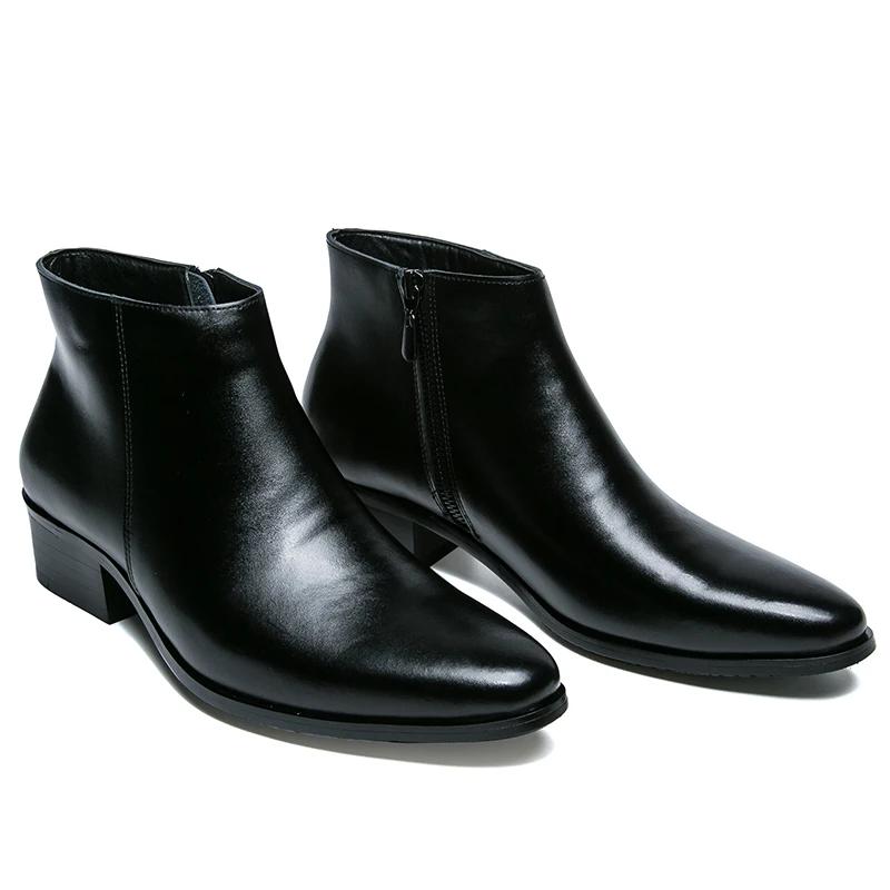 Bottines Chelsea Élégantes pour Hommes Cuir Véritable Chaussures pour Hommes Bout Pointu Affaires Slip-on Robe Bottes Formelles Modèle Chaussures Décontractées Mode