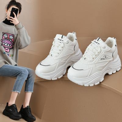 Daddy Shoes Women's 2025 Spring New Versatile Comfortable Inner Height Increase Women's Small Leather Surface Velvet Sports Shoes Women