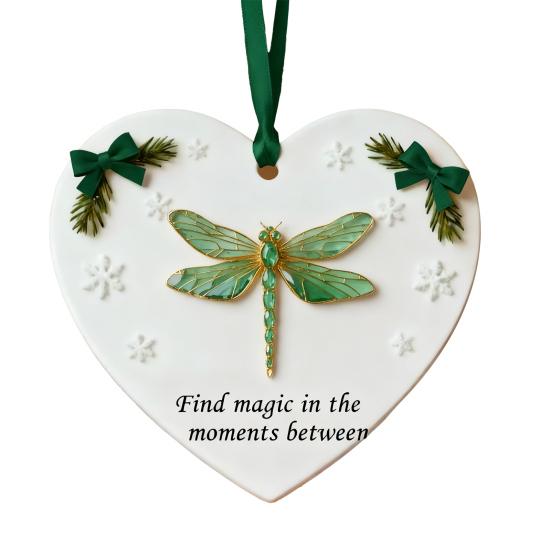 

Heartfelt Inspirations Christmas Ornament Shell Reindeer Dragonfly Paw Feather Tulip Xmas Tree Hanging Heart Shape Decoration Holiday Party Pendant Dragonfly