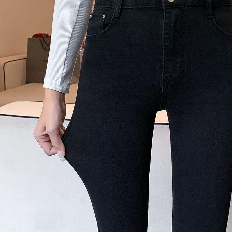 Damen Superweiche Übergröße Hochelastische Slim-Fit Jeans - Skinny Herbst Doppelknopf.