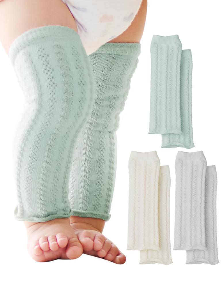 Maison Peony Baby Leg Float Newborn Baby Shower Made In Japan Warmers, 3-Pair Set, 100% Cotton, Pattern, (3-24 Months), Gift, Gift, (Pistachio, Ivory,