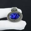Zierlicher blauer Saphir Edelstein Silberanhänger in 925 Sterlingsilber - Handgefertigtes Design, Alltagsschmuck, Antiker Anhänger Geburtstagsgeschenke für die Liebe