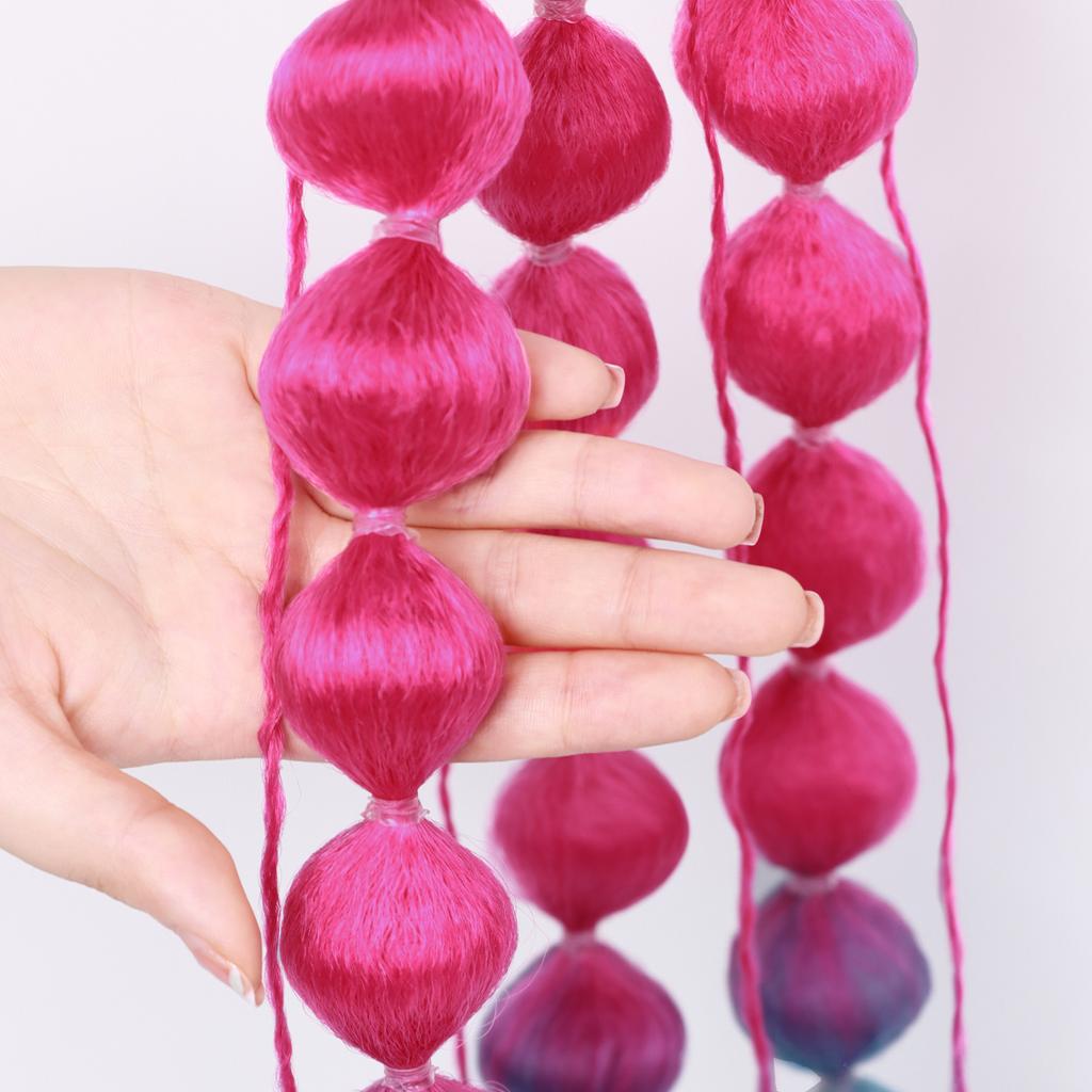 Synthetic 1Pcs Ponytail Extension Corlorful Bubble Braid Long Lantern Braided Ponytail with Hair Tie Straight Hairpieces