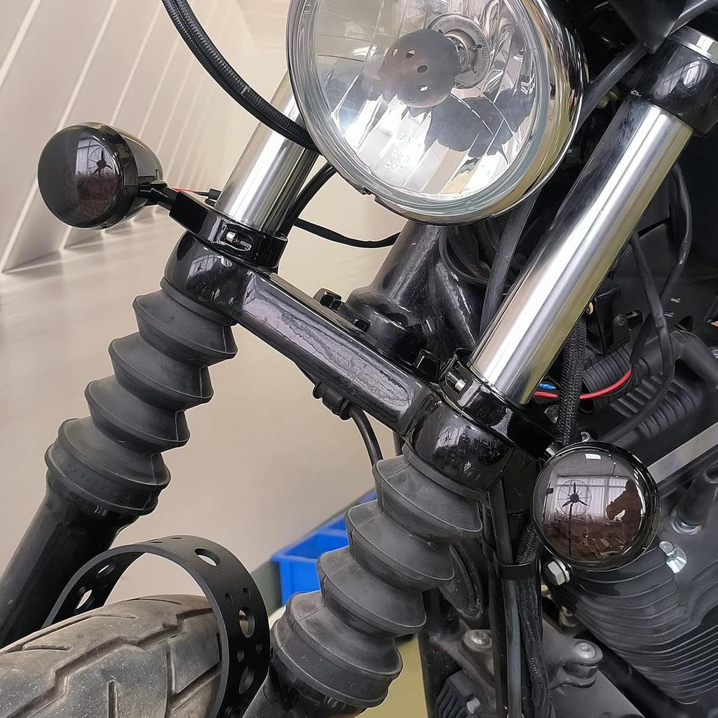 HDBUBALUS Front Rear LED Bullet Turn Signal Light 39/41mm Plastic Fork Clamp Indicator Blinker Fit for Harley Sportster Dyna Bobber Suzuki Kawasaki