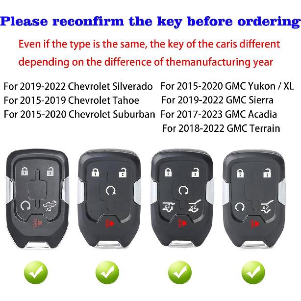 For GMC Key Fob Cover, Carbon Fiber Pattern Key Case for 2017-2022 2023 2024 Suburban Tahoe Silverado 1500 GMC Yukon XL Acadia Terrain Sierra 1500