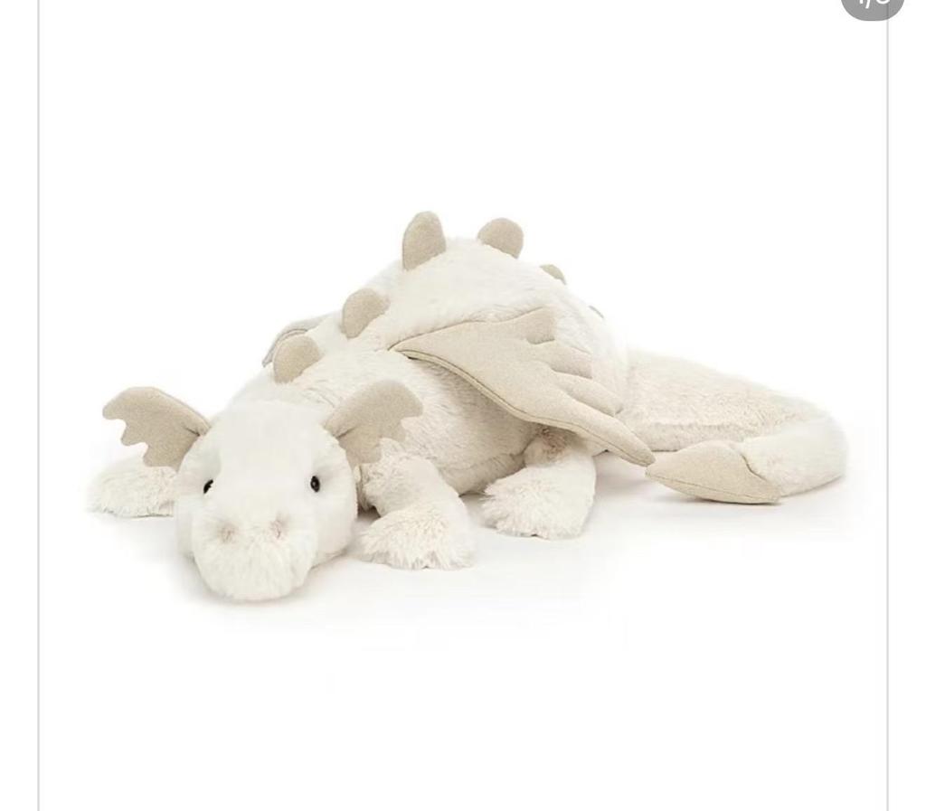 Jellycat Sky Flying Dragon Plush Toy - Snow, Blue, Pink Dragon Options for Children.