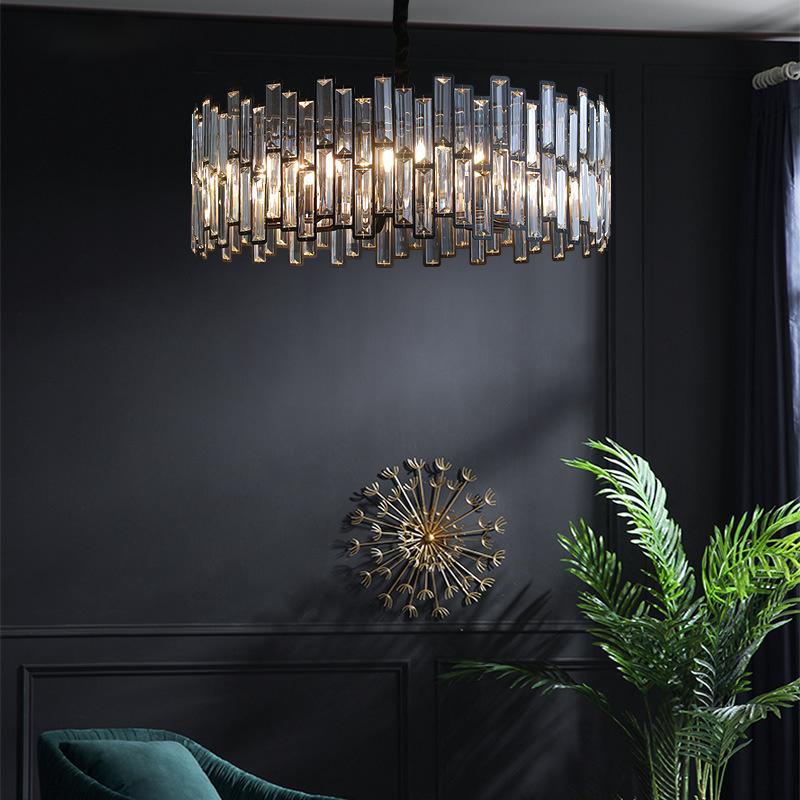 Retro Style Light Luxury Black Chandelier Crystal Living Room Designer Model Home High-end Fashion Art Restaurant Lamp
