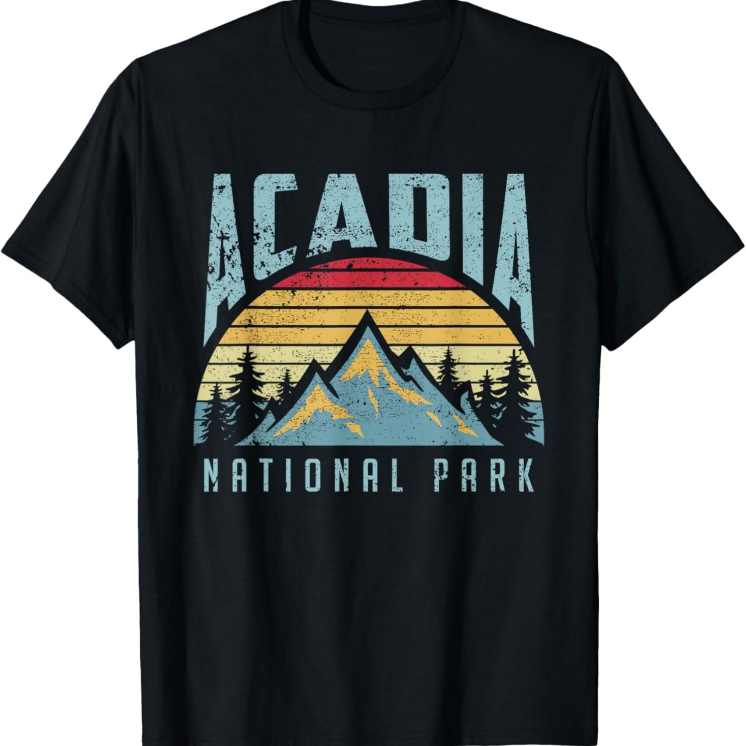 

Acadia National Park Maine Mountains Retro T Shirt T-Shirt XXXXXL чёрный