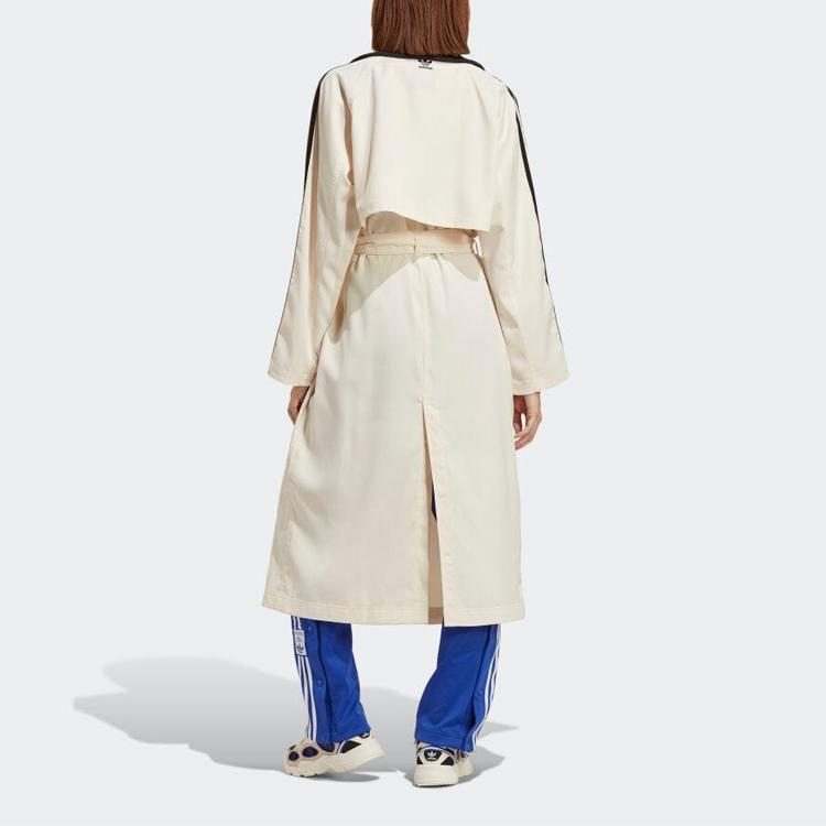 Adidas Originals Trefoil Sidestripe Enkeltspent Belte Lang Trenchcoat Dame Yttertøy Hvit IC5588