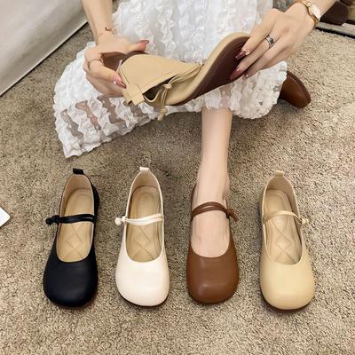 Single Shoe Women's 2025 Spring/summer Evening Shoes New Versatile Soft Leather Bean Flat Shoes for Women