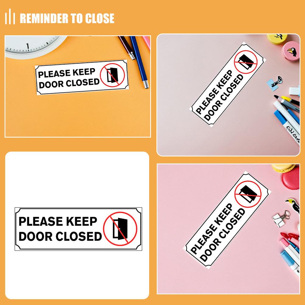 4Pcs Keep Door Closed Sticker Waterproof PVC Reminder Decal Minimalist Design for Office Bathroom Storage Room Lounge Hotel