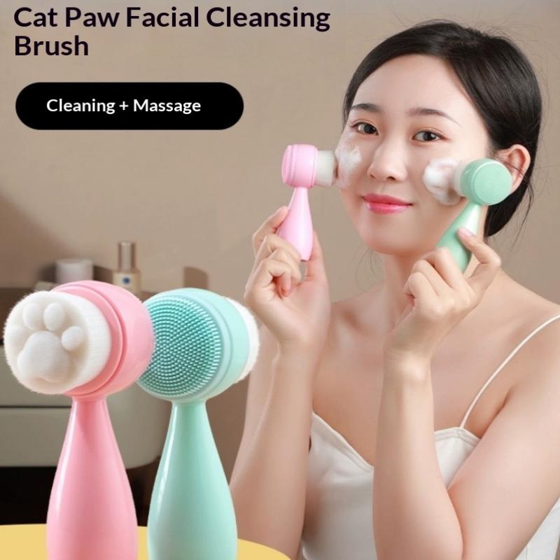 3D Double Sided Face Wash Brush Silicone Facial Cleansing Brush Manual Massage Facial Brush Soft Bristles Exfoliator