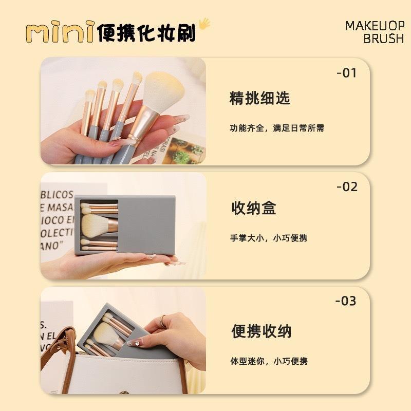 Pcs Makeup Brush Set With Mirror Portable Travel Size