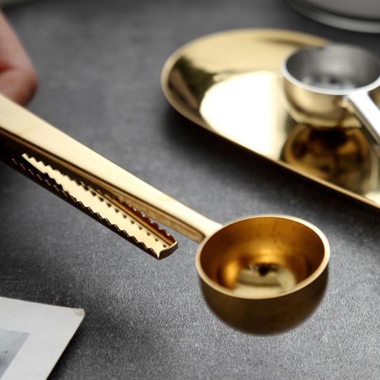 Koffieschep Bag Sealer Roestvrij Staal Maatschepje met Ingebouwde Clip Voedselveilig Essentieel Barista Gereedschap voor Versheid